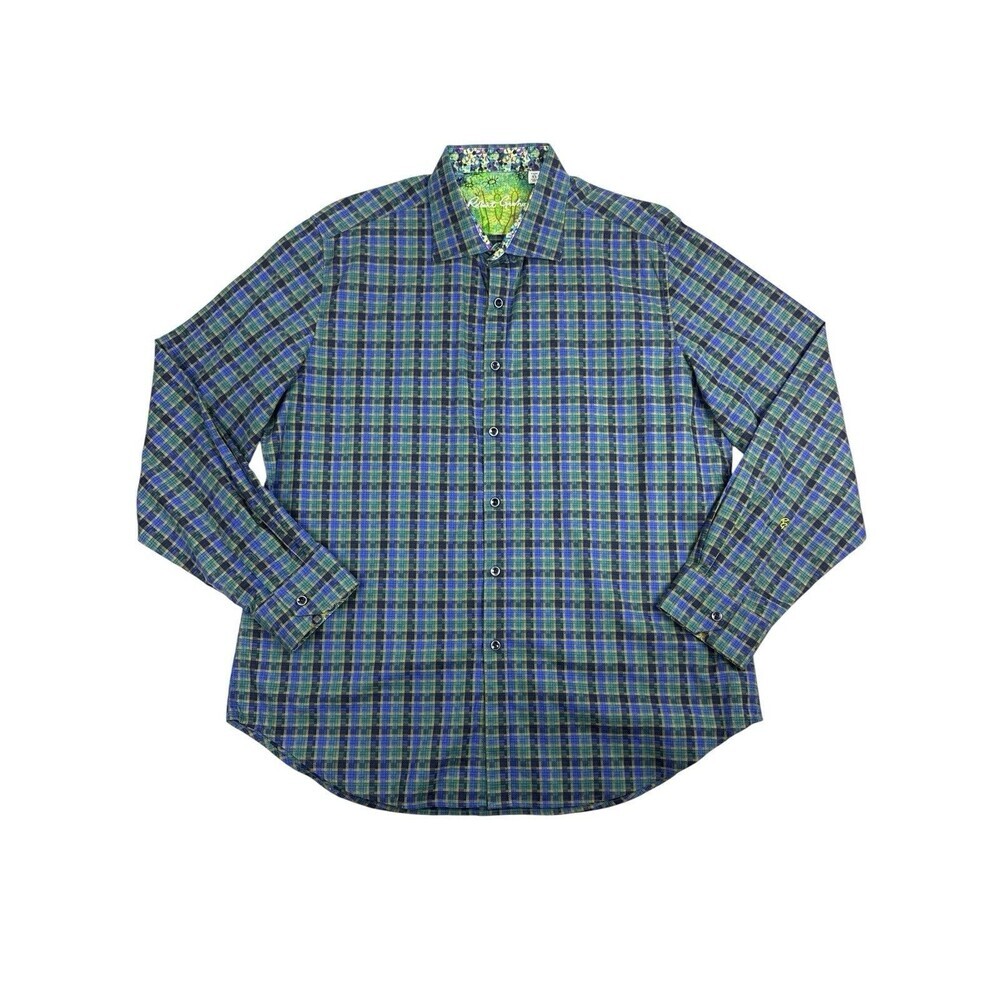 Robert Graham Multicolor Plaid Button-Up Shirt Long Sleeve Flip Cuff XL